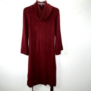 Mossimo Sweater Dress XXL Bell Sleeve Cowl Neck Belted Brick Red